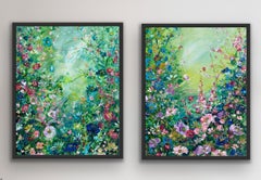 Bursting Blooms & Bursting Blooms II, diptych, original painting, landscape