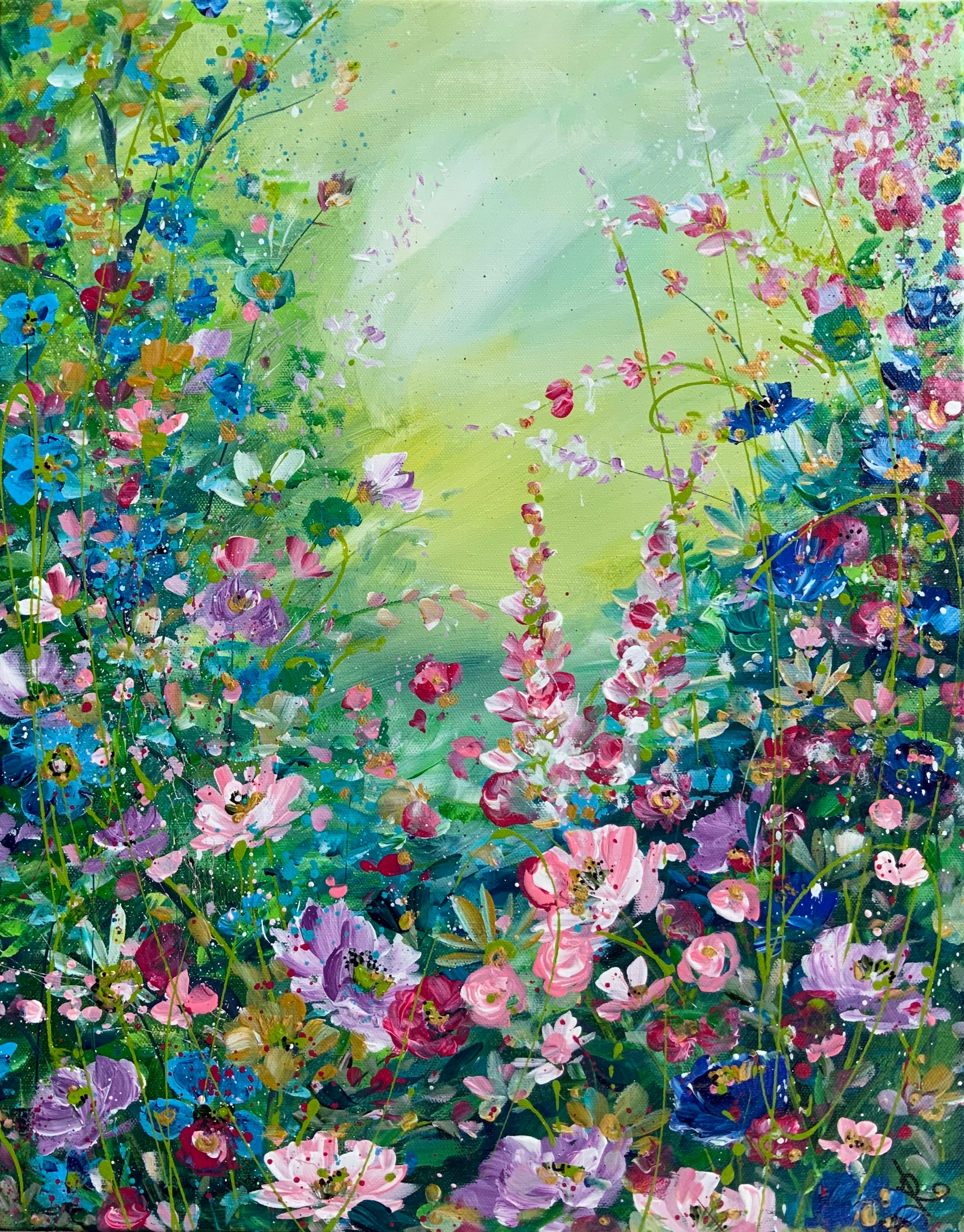 « Bursting Blossoms II », peinture originale, paysage, contemporaine