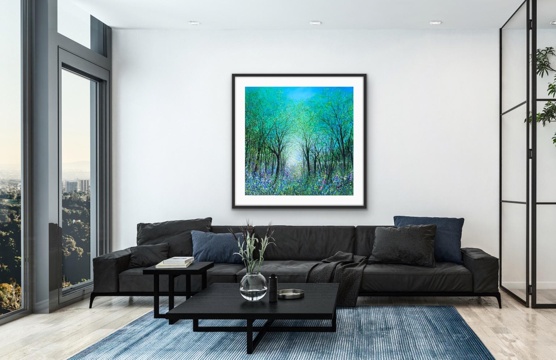 Carrs Mill Bluebells, quadro originale, paesaggio, contemporaneo - Painting Contemporaneo di Jan Rogers