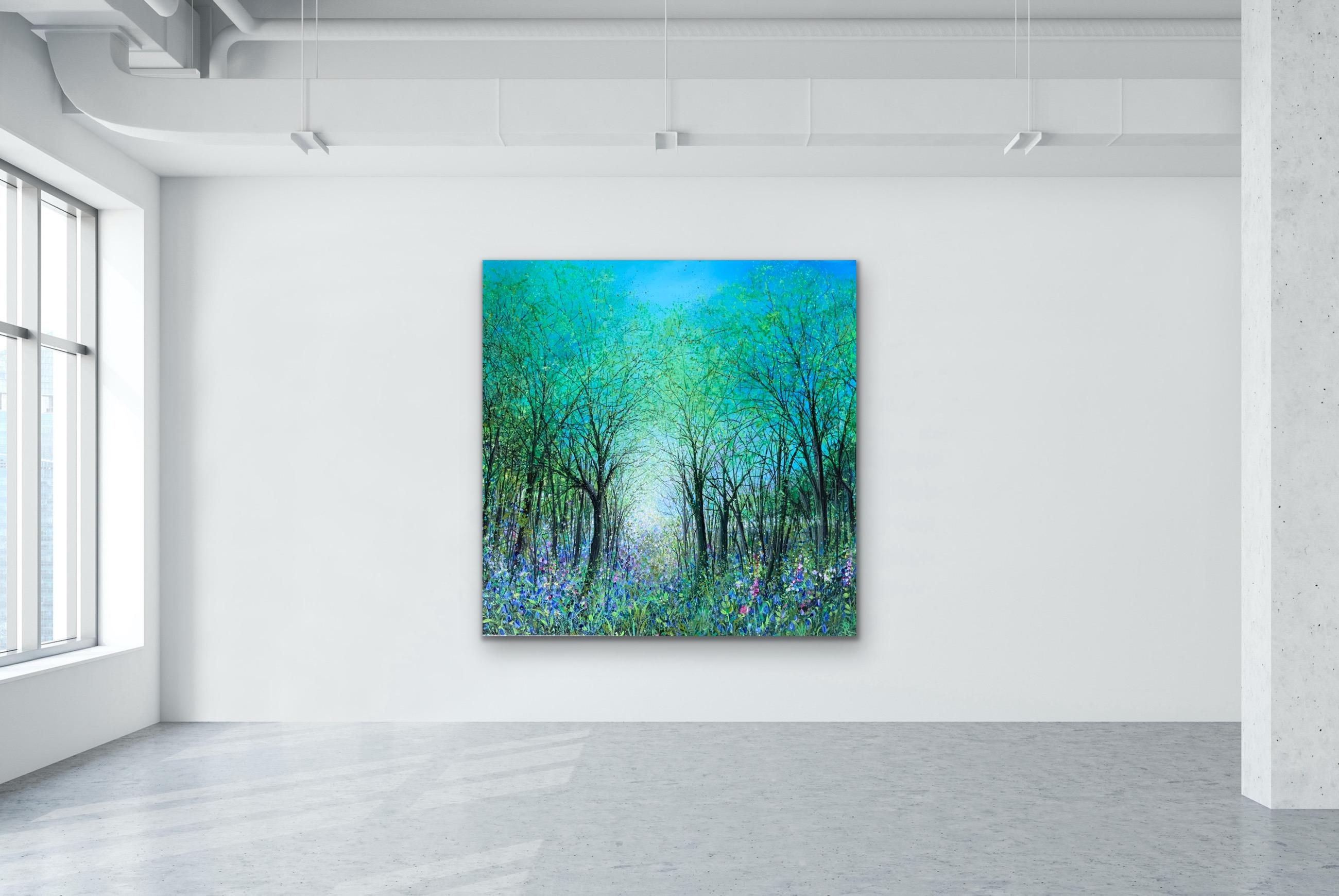 Carrs Mill Bluebells, quadro originale, paesaggio, contemporaneo in vendita 3