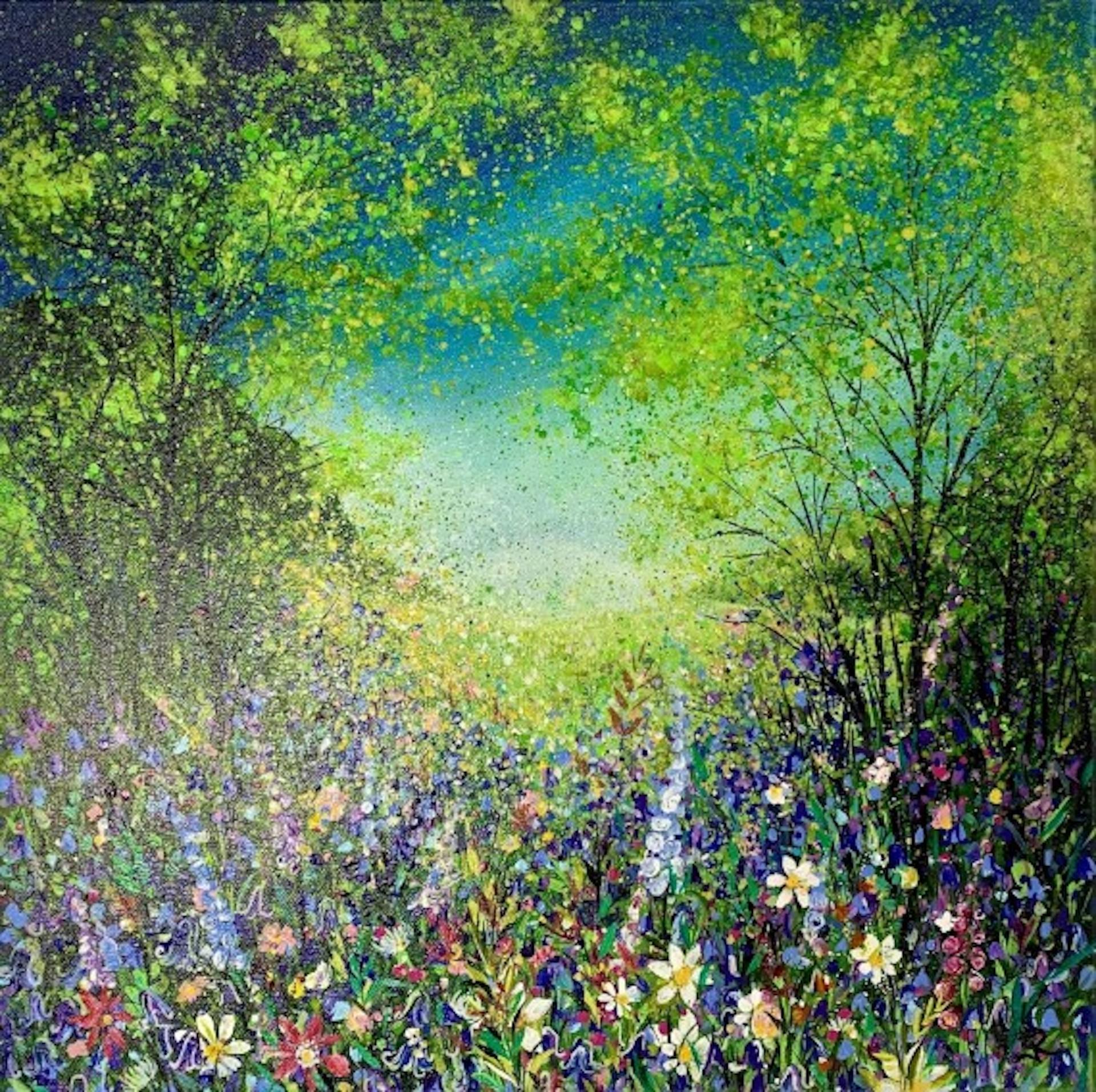 Colourful Woodland With Bluebells, Jan Rogers, Original Floral Painting, Forest