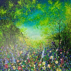 Colourful Woodland With Bluebells, Jan Rogers, Woodland Painting, Floral Artwork