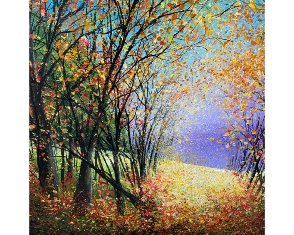 Colours of The Season, Jan Rogers, Original Woodland Painting, Bright Art For Sale 3