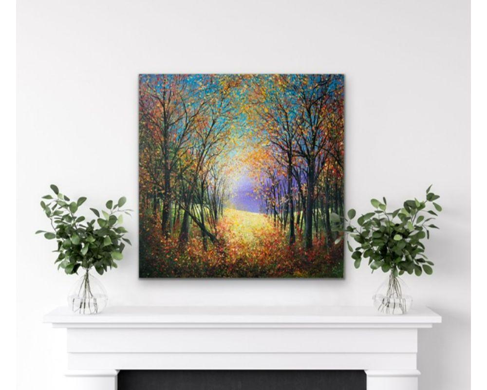 Colours of The Season, Jan Rogers, Original Woodland Painting, Bright Art For Sale 4