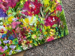 Crimson and Lilac Meadow, original painting, landscape, contemporary