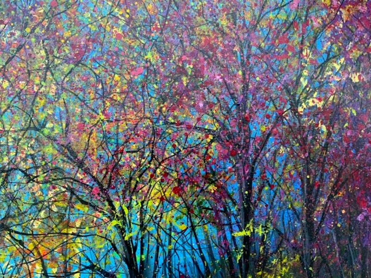 Crimson Autumn by Jan Rogers, Landscape art, Woodland art [2022] For Sale 4