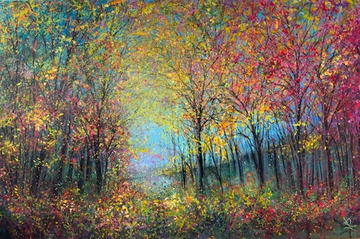Crimson Autumn by Jan Rogers, Landscape art, Woodland art [2022]