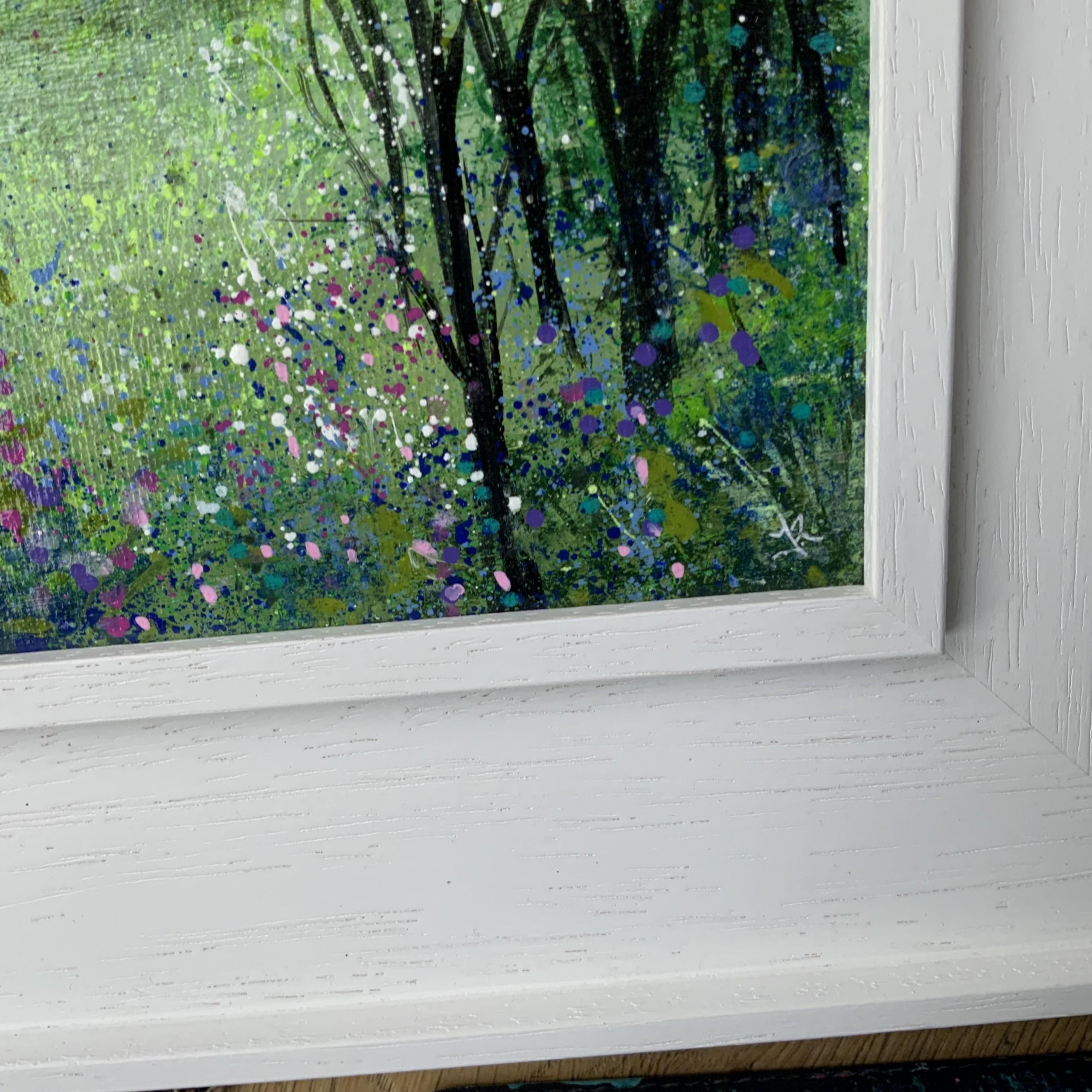 Enchanted Bluebells, floral art, nature art, affordable art, original art - Painting by Jan Rogers