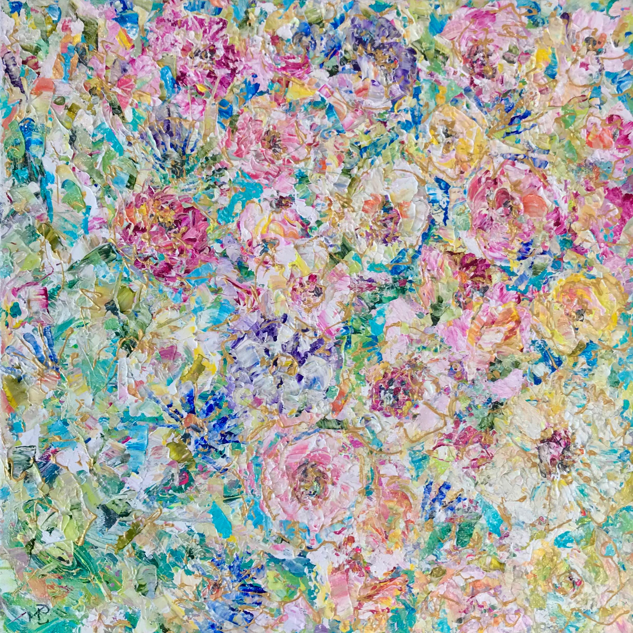 Figurative Painting Jan Rogers - Confettis floraux