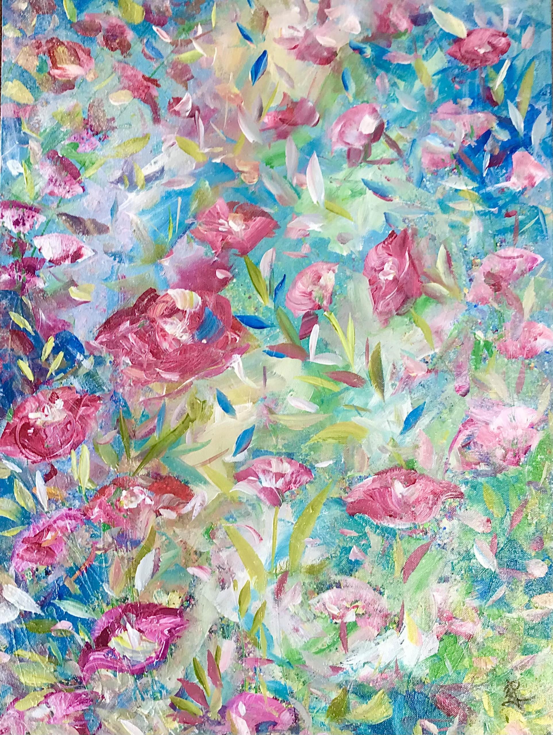 Sueño Floral - Painting Impresionista abstracto de Jan Rogers