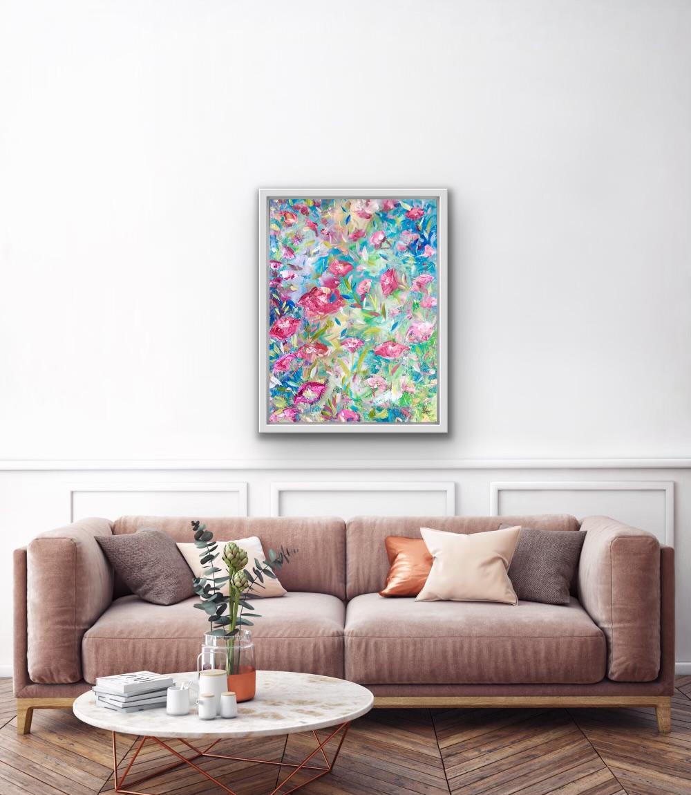 Sueño Floral - Landscape Painting Gris de Jan Rogers