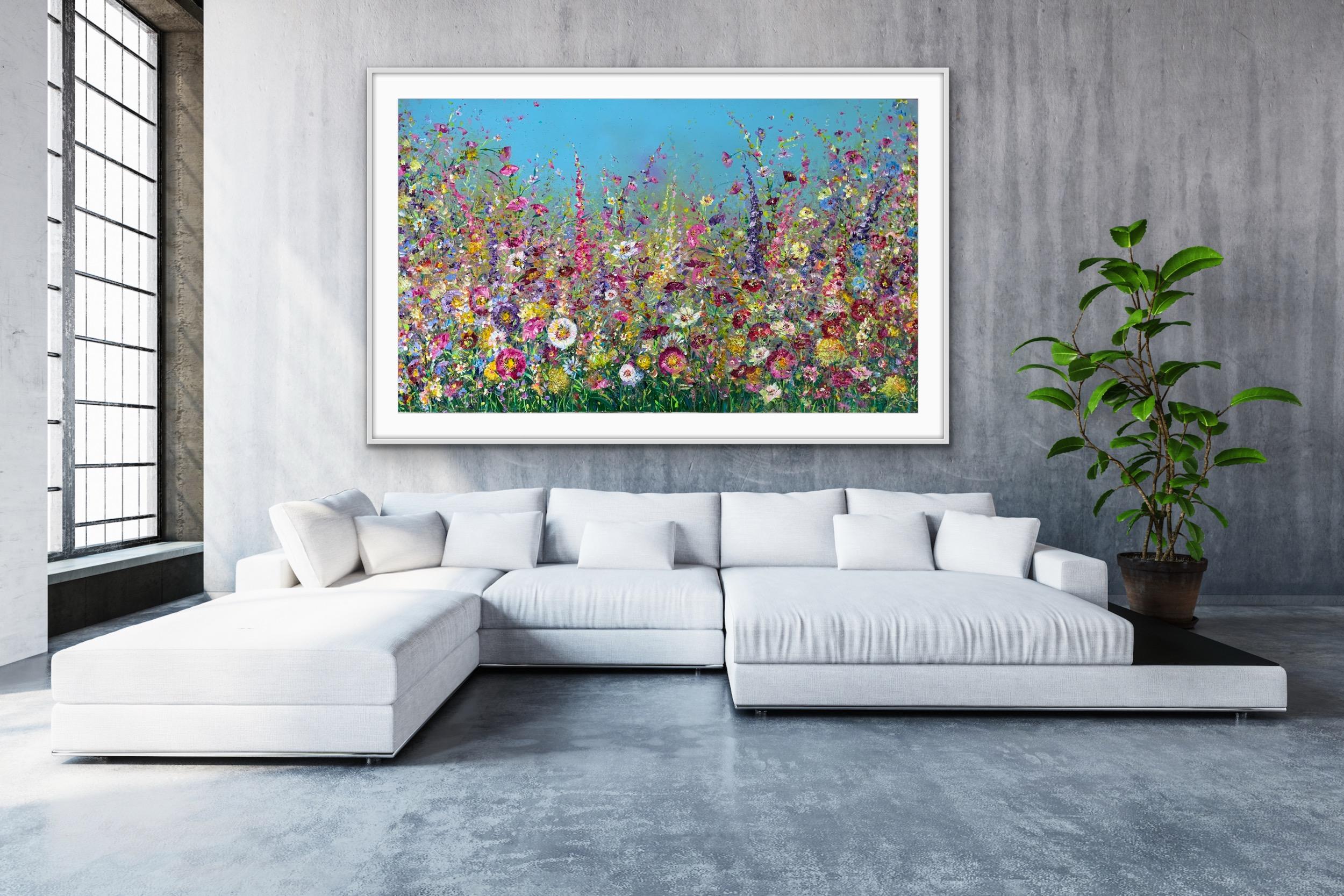 Glorious Meadow, original painting, abstract, landscape, contemporary - Contemporary Painting by Jan Rogers