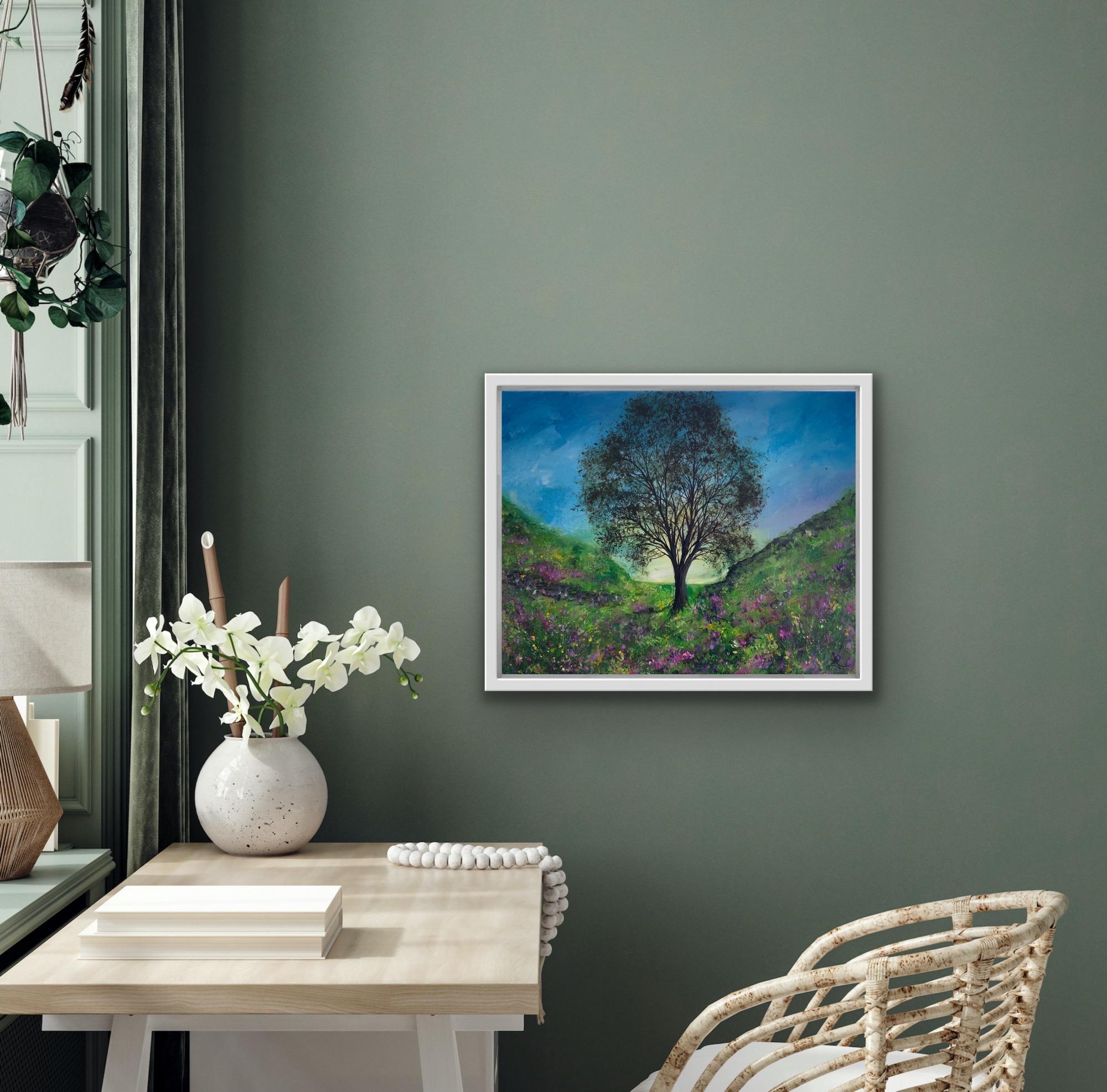 Himmlische Platane, Originalgemälde, Baum, Natur, Landschaftsgemälde, Hügel im Angebot 5