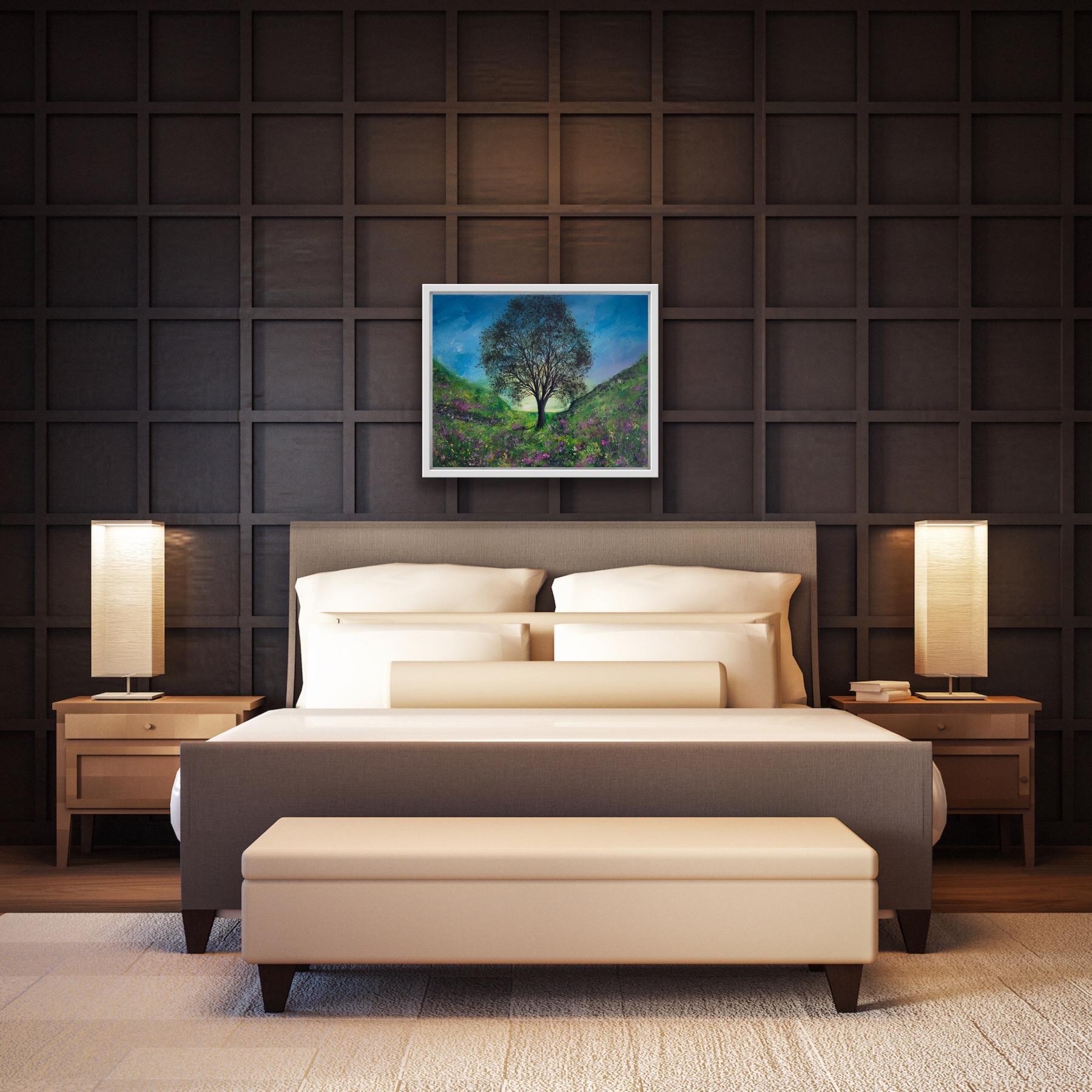 Himmlische Platane, Originalgemälde, Baum, Natur, Landschaftsgemälde, Hügel im Angebot 3