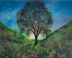 Sicomoro celeste, Quadro originale, Albero, Nature, Quadro di paesaggio, Hille