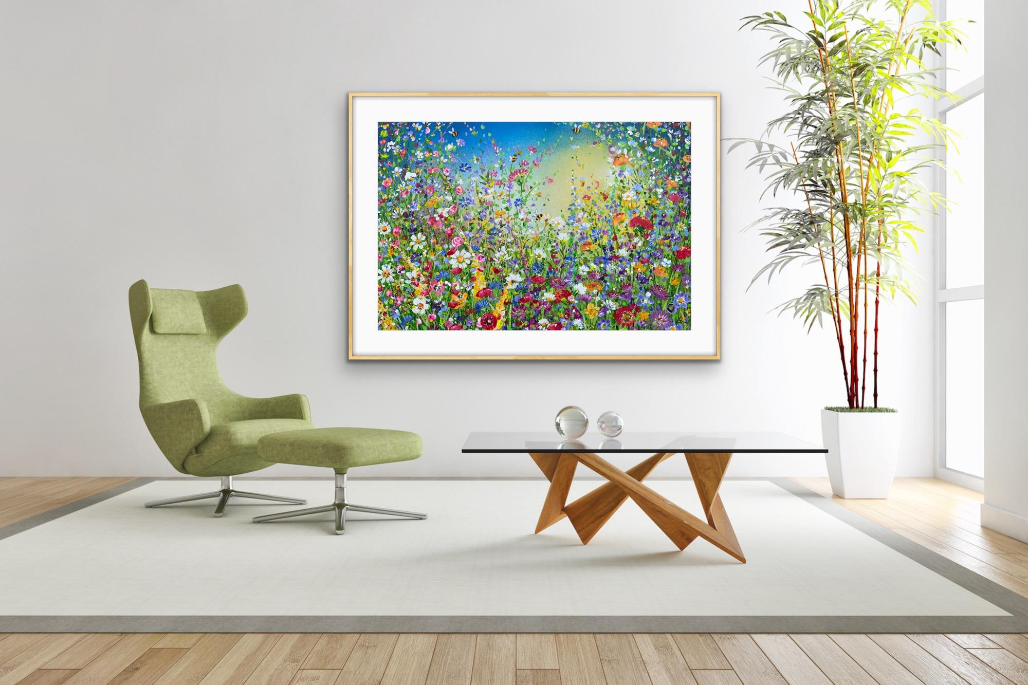 Joy of Summer Floral Mead (Jour d'été, peinture originale, fleur, marronnier, paysage - Painting de Jan Rogers