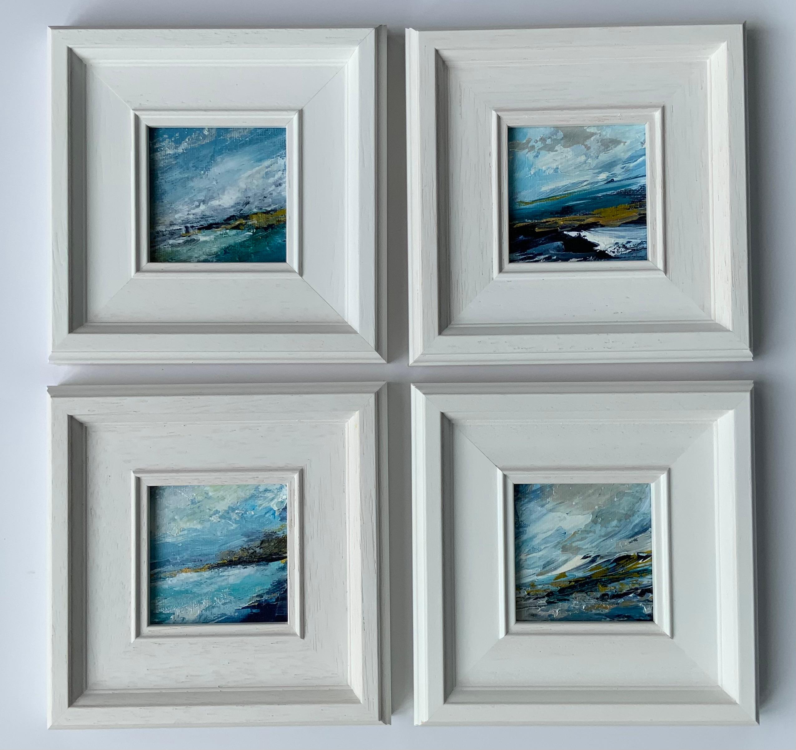 Lakeside Cumbria, original painting, landscape, contemporary - Gray Landscape Painting by Jan Rogers