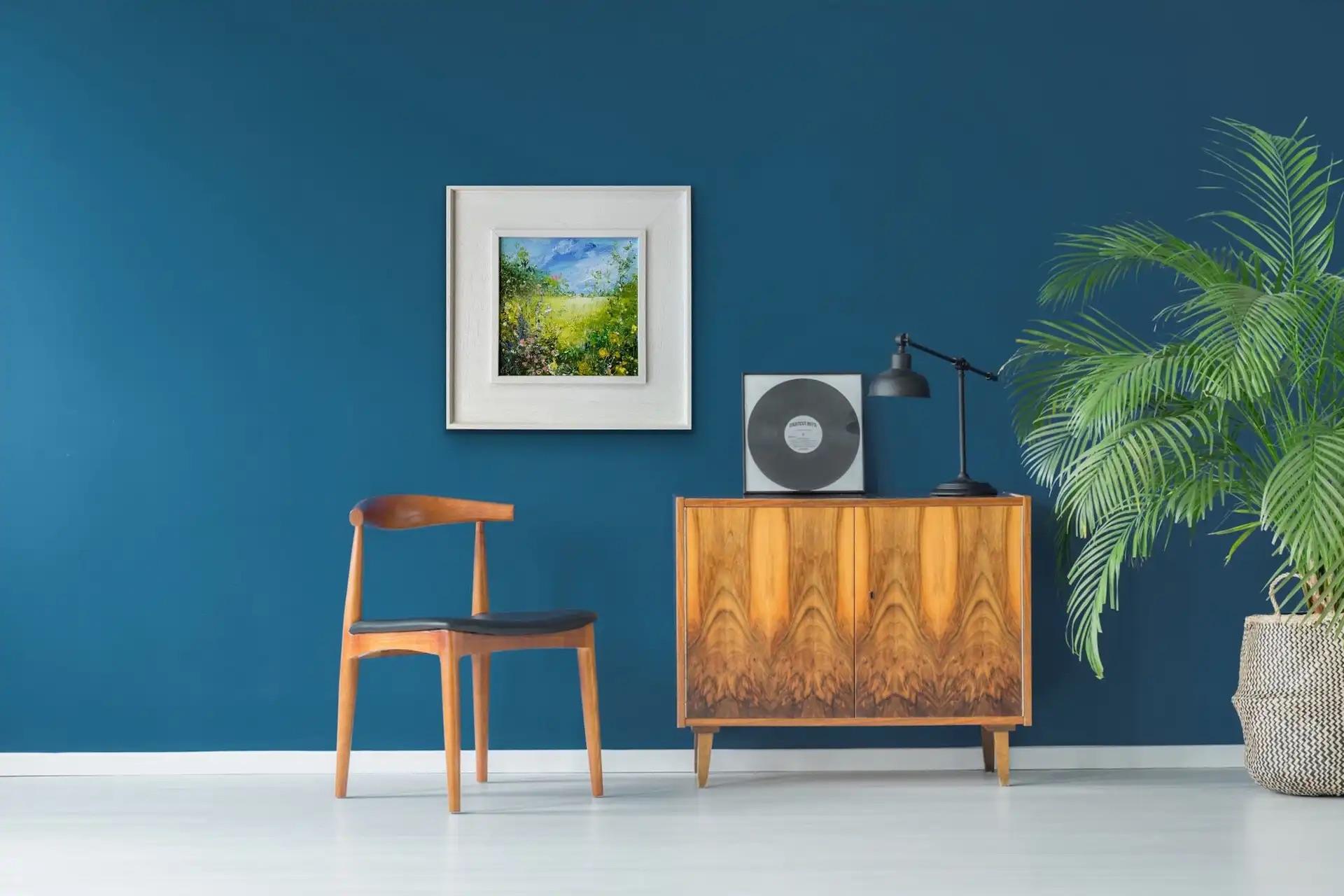 Hedgerow I, art floral, Meadow, peinture de paysage originale du Lancashire - Painting de Jan Rogers