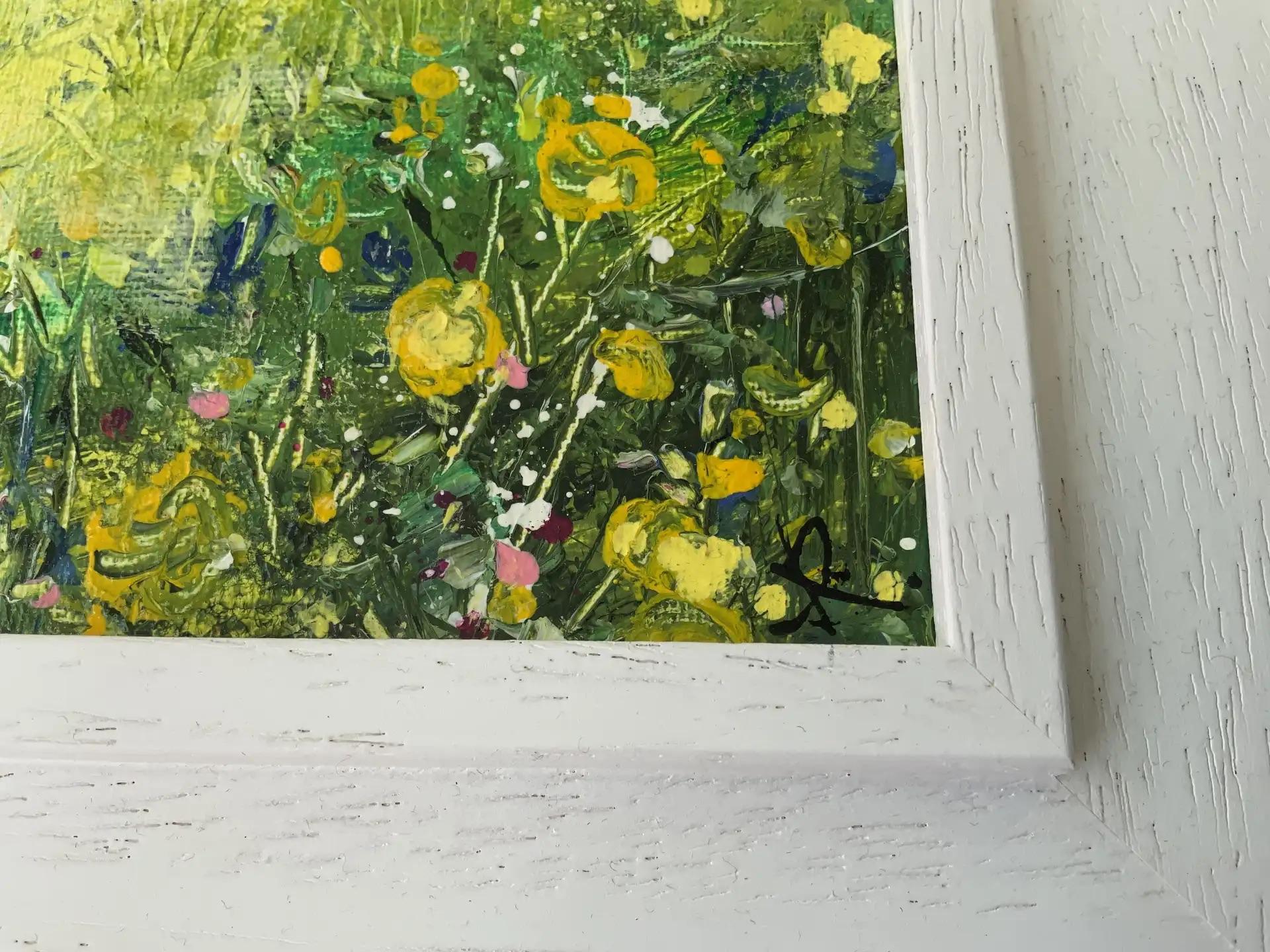 Hedgerow I, art floral, Meadow, peinture de paysage originale du Lancashire 2