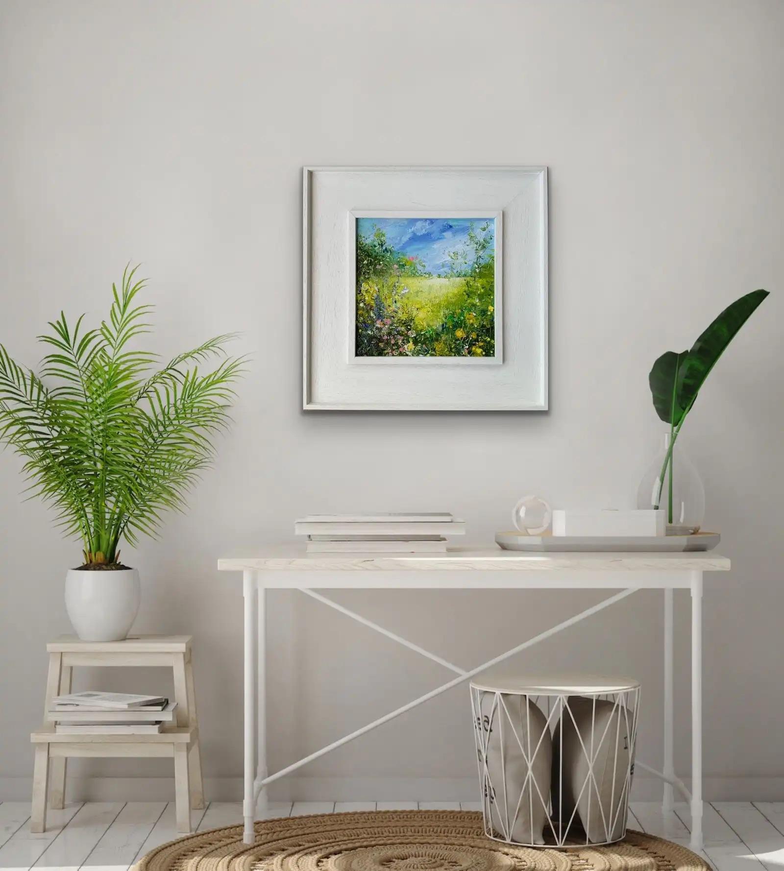 Hedgerow I, art floral, Meadow, peinture de paysage originale du Lancashire 3