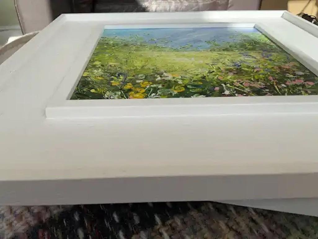 A second small painting inspired by the Lancashire countryside in particular a small village called Hilldale. It has many narrow and winding roads that cut through the beautiful countryside and farmland. There is abundance of wildflowers and meadows