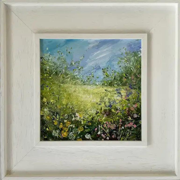 Jan Rogers Landscape Painting - Lancashire Hedgerow II, Floral art, Meadow, Original Landscape painting