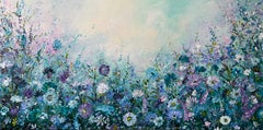 Lilac Haze Meadow, original painting, landscape, contemporary