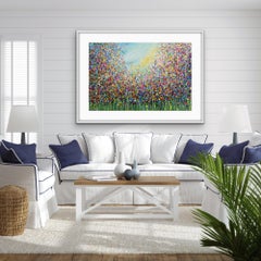 Gocce di rugiada sul prato, Quadro originale, Nature, Quadro di paesaggio, Hille