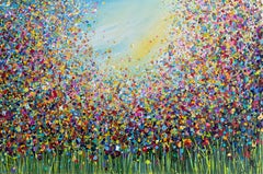 Gocce di rugiada sul prato, Quadro originale, Nature, Quadro di paesaggio, Hille