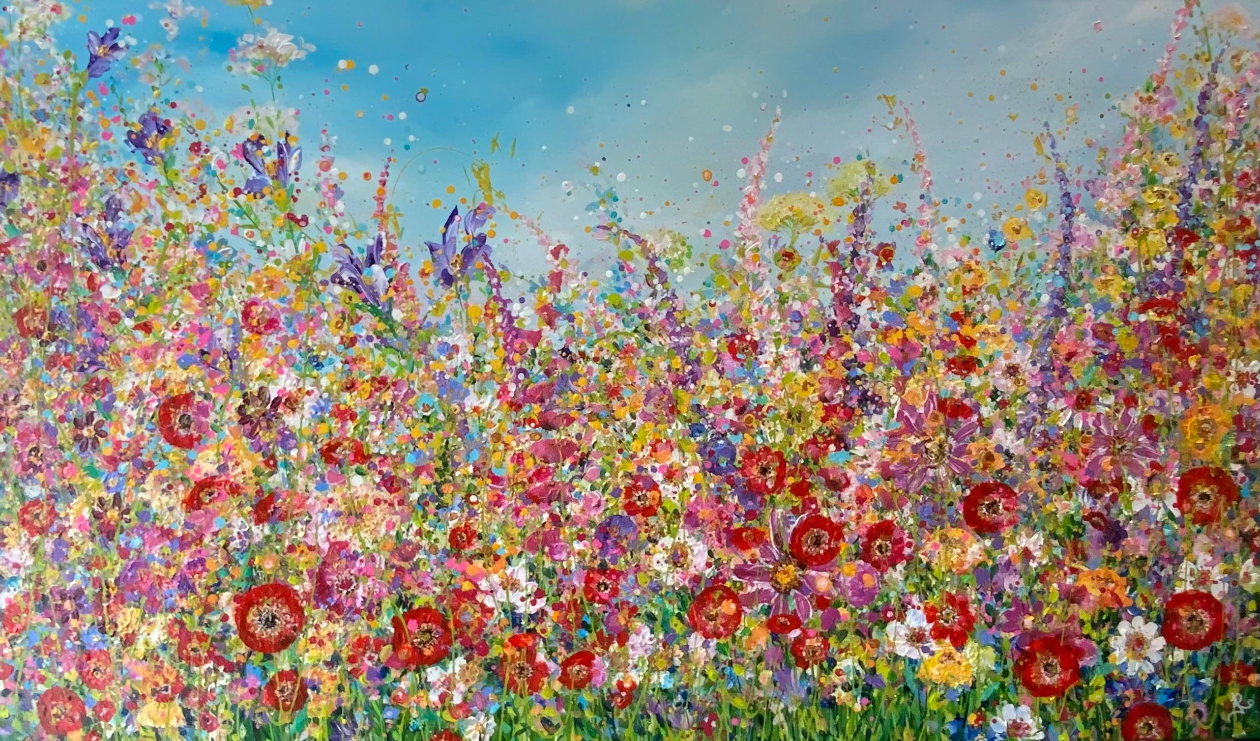 Landscape Painting de Jan Rogers - Meadow Mayhem, original painting, landscape, contemporary
