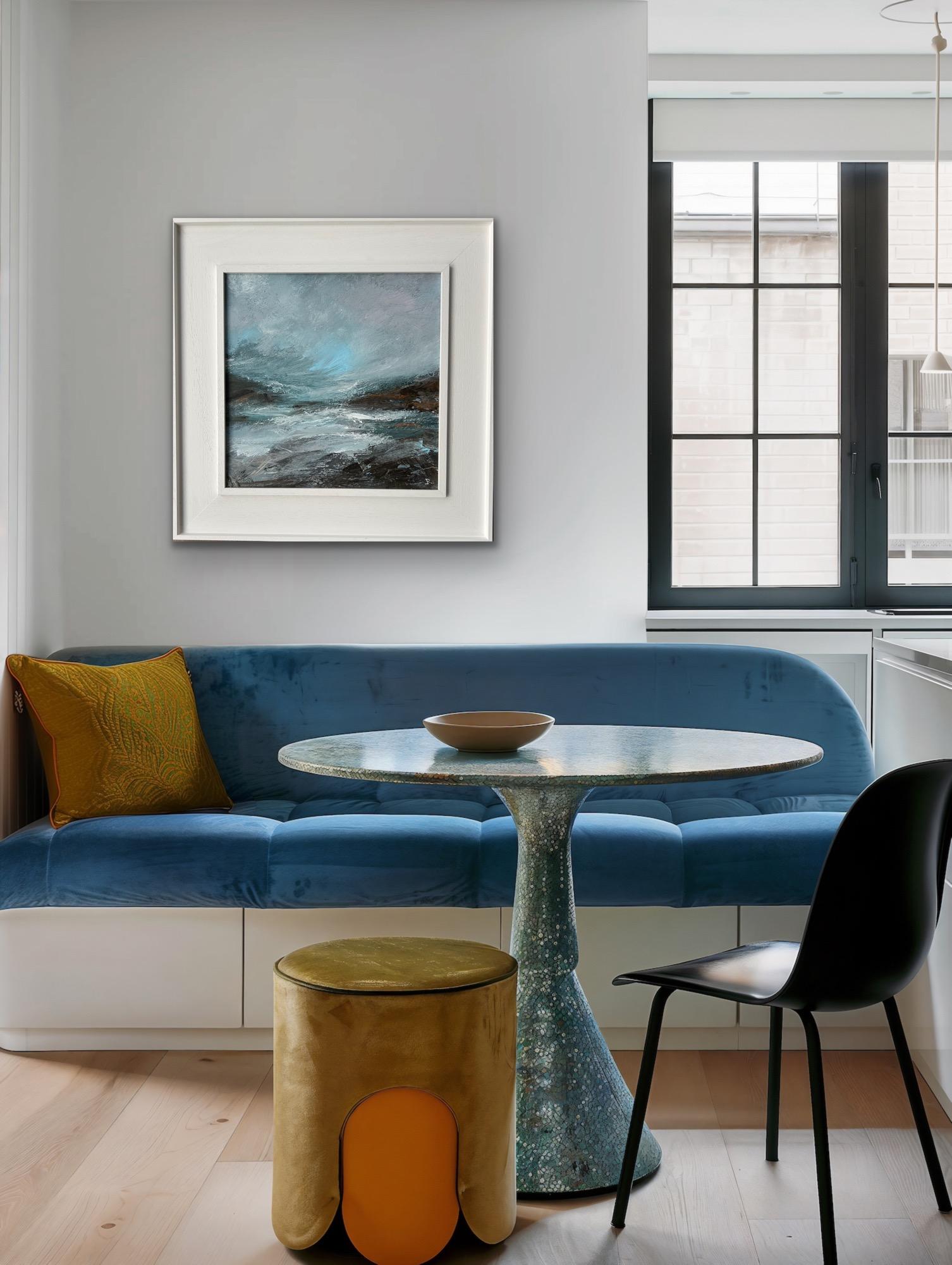 Northumberland Coast I & II, Diptych, original painting, landscape, contemporary - Gray Landscape Painting by Jan Rogers