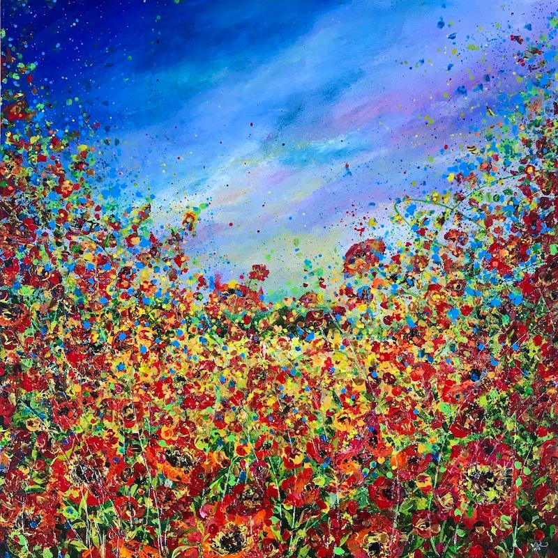 Jan Rogers Abstract Painting - Red Poppy Field