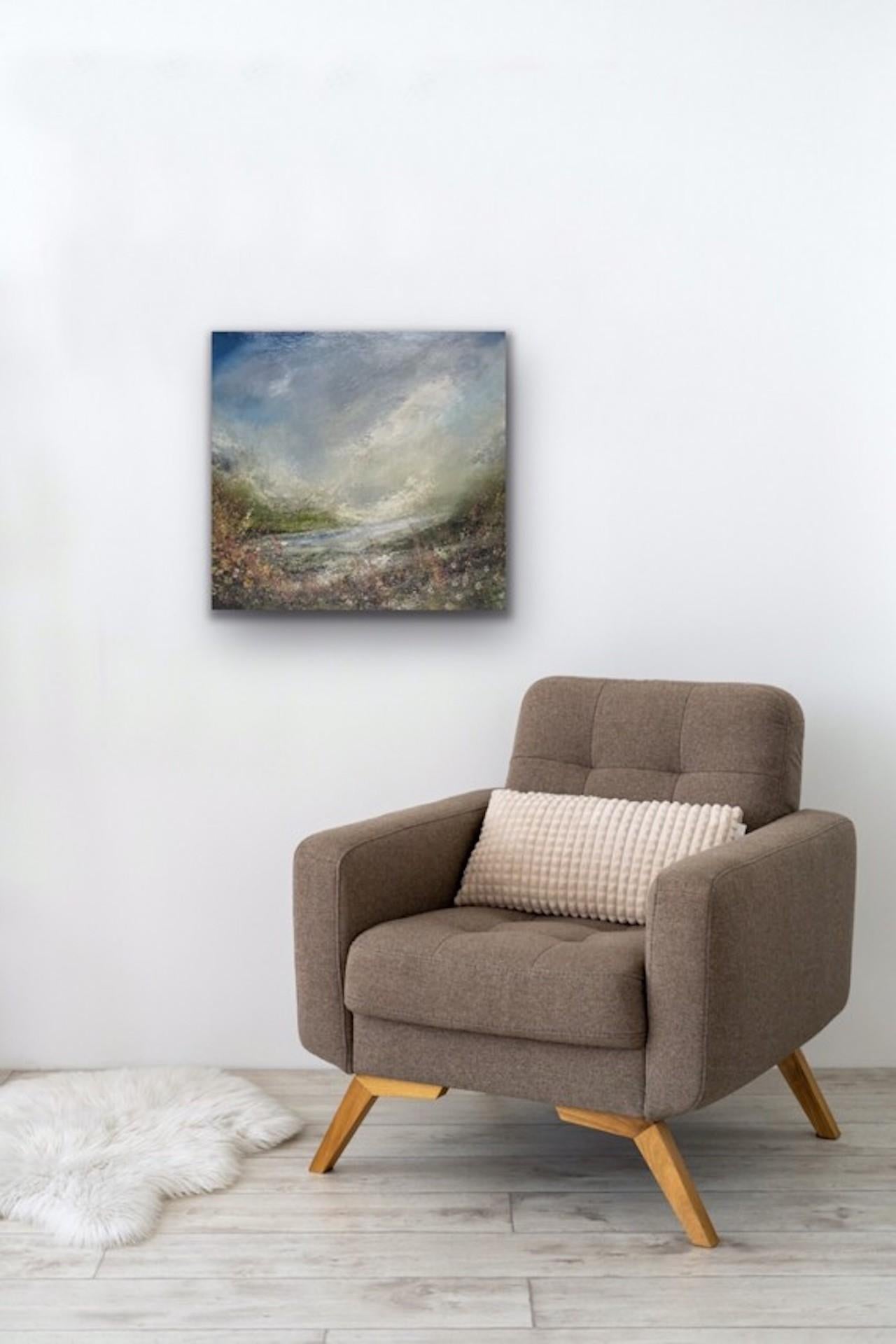 Riverside Ribble Valley, Jan Rogers, Originalgemälde, Blumenlandschaft, Kunstwerk mit Blumenmuster im Angebot 5