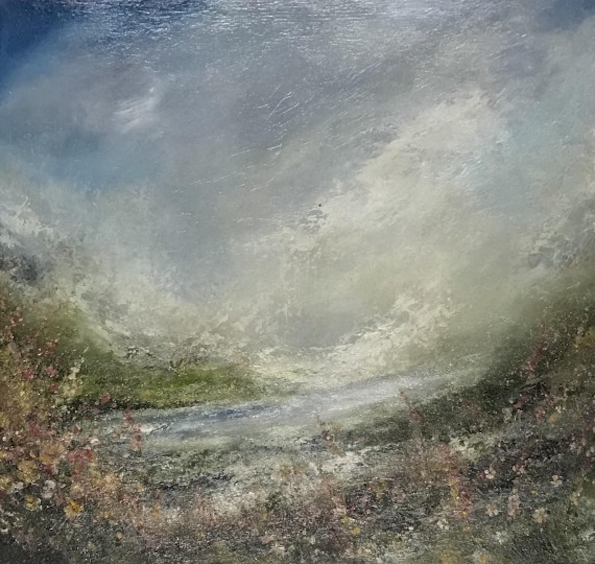 Jan Rogers, Peinture originale de la vallée de la rivière Ribble Valley, œuvre d'art de paysage floral