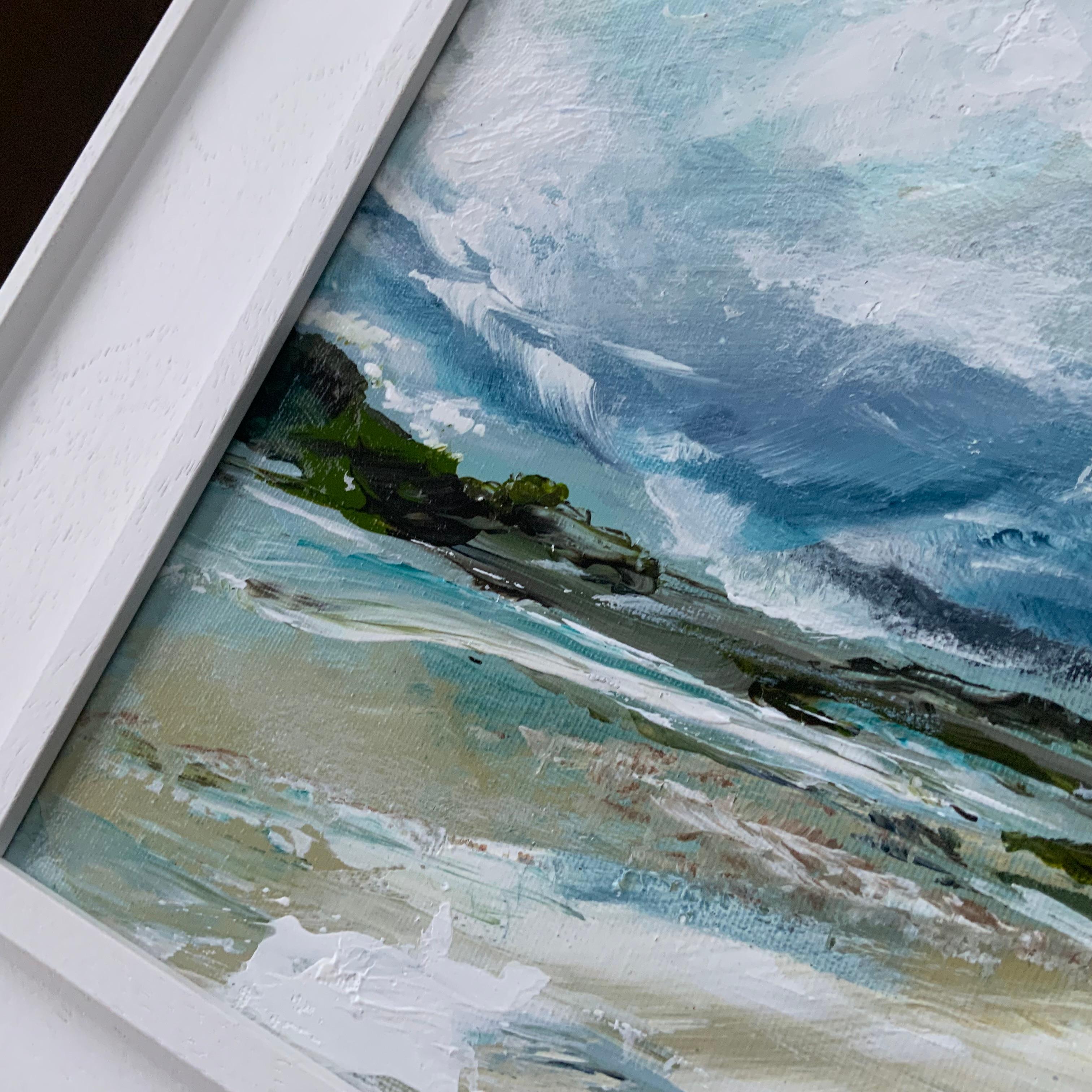 Vista mare Alnmouth Northumberland, Quadro originale, Quadro di paesaggio, Hille - Painting Contemporaneo di Jan Rogers
