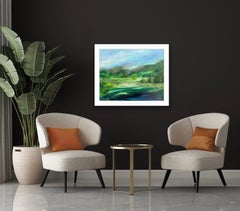 Ullswater depuis le bateau à vapeur, peinture originale, paysage, contemporain