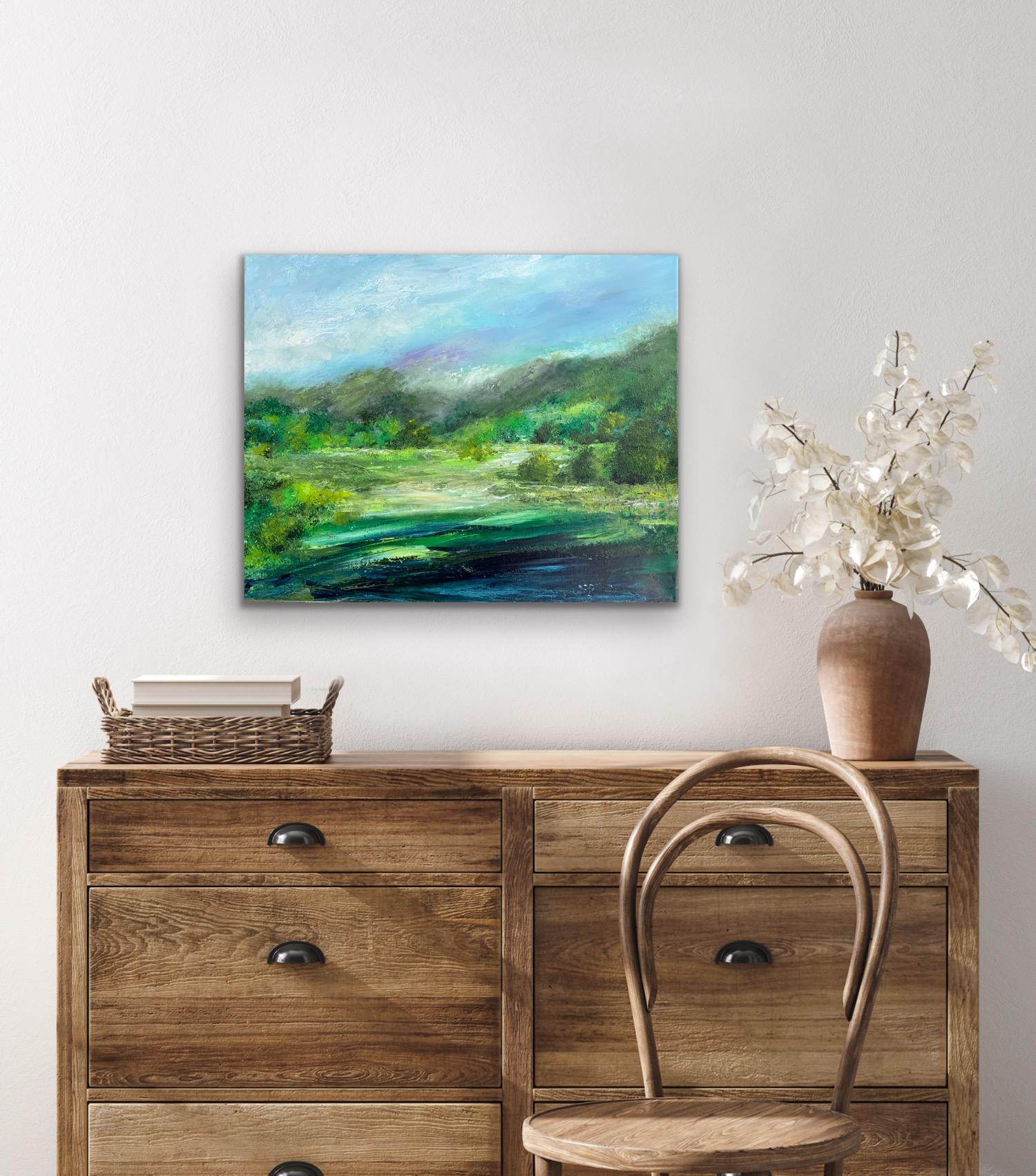 Ullswater from the steamer, original painting, landscape, contemporary For Sale 3