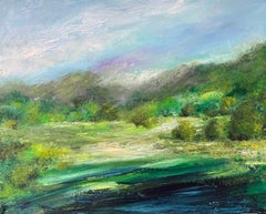 Ullswater desde el vapor, pintura original, paisaje, contemporáneo