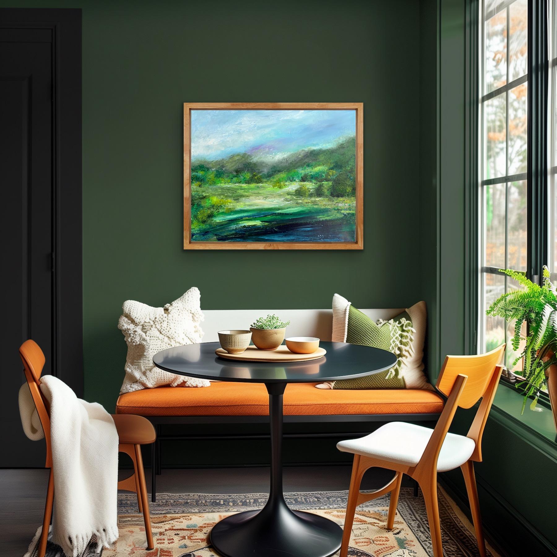 Ullswater to Pooley Bridge, original painting, landscape, contemporary - Painting by Jan Rogers