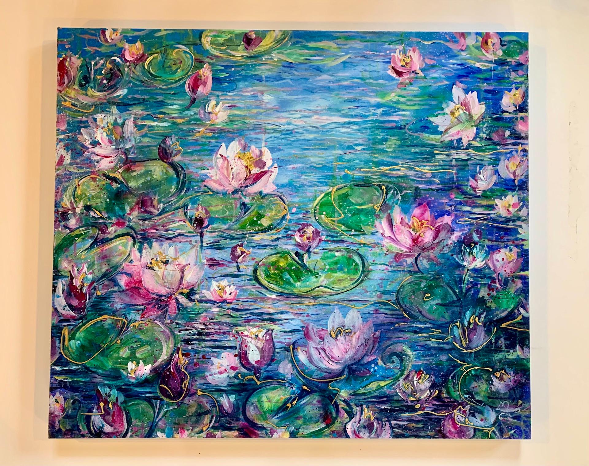 Water Lilies - Painting by Jan Rogers
