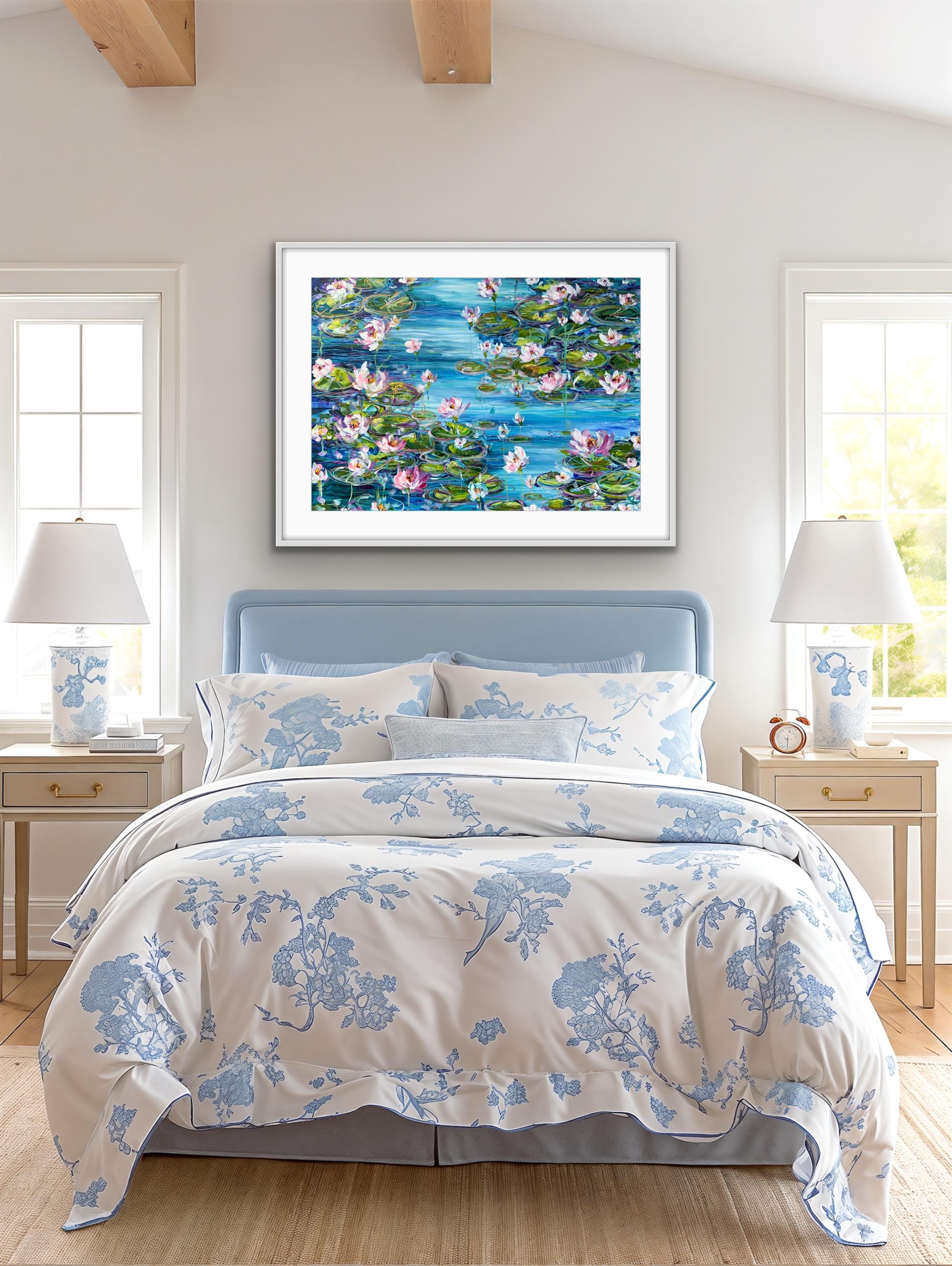 Water Lillies and Abstract Water Lillies, Set of 2, original painting, landscape For Sale 7