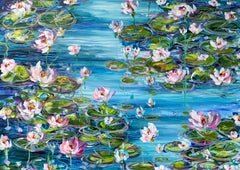 Water Lillies and Abstract Water Lillies, Set of 2, original painting, landscape