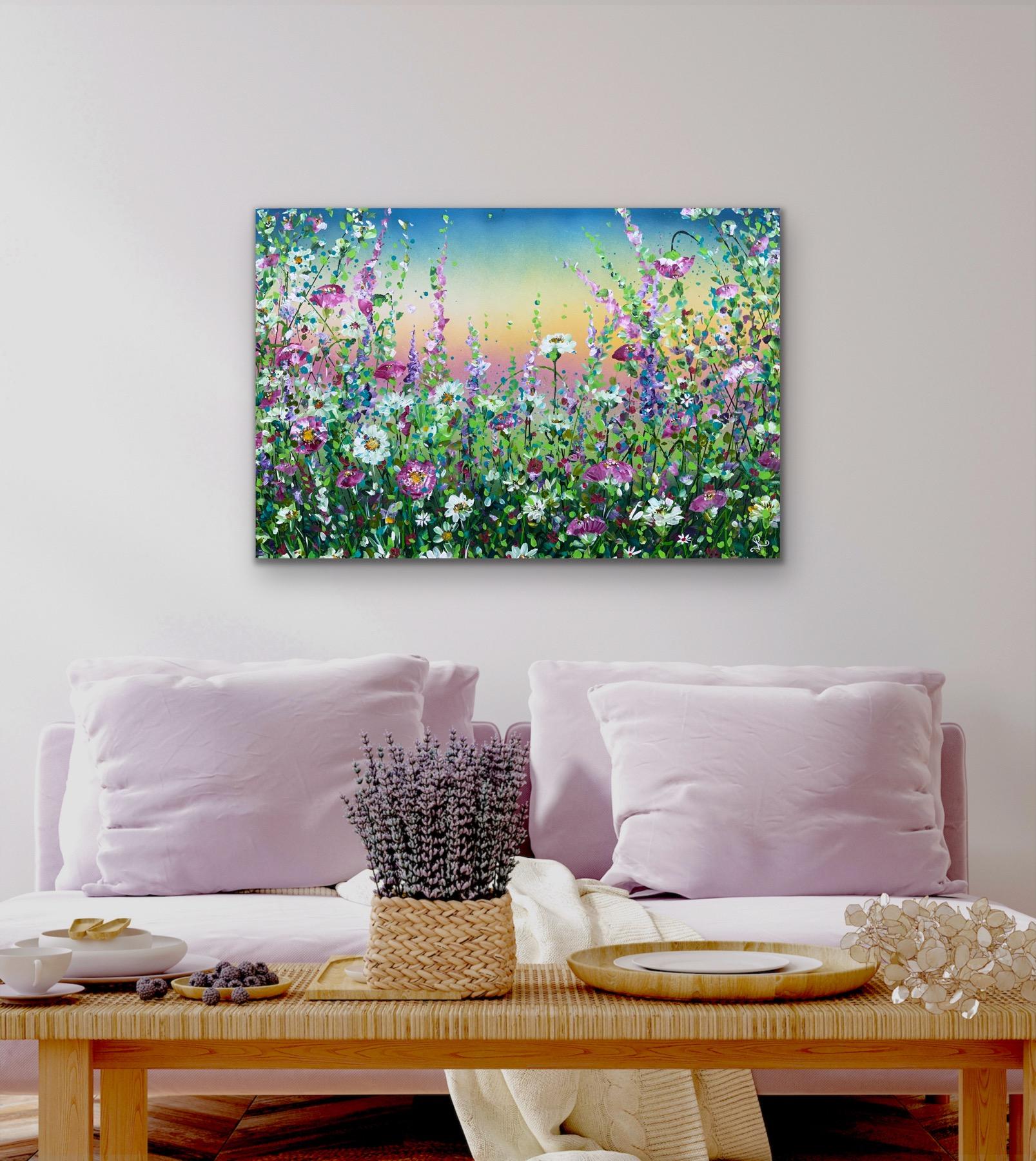 Wild Poppies  at Sunset, Original painting, Floral, Meadow, Landscape painting For Sale 2
