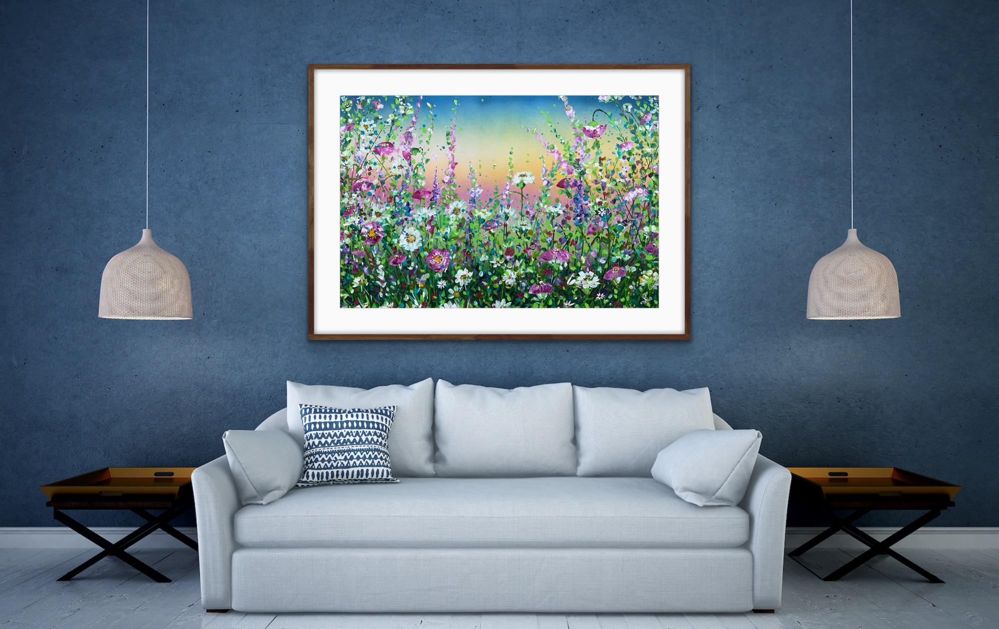 Wild Poppies  at Sunset, Original painting, Floral, Meadow, Landscape painting For Sale 3
