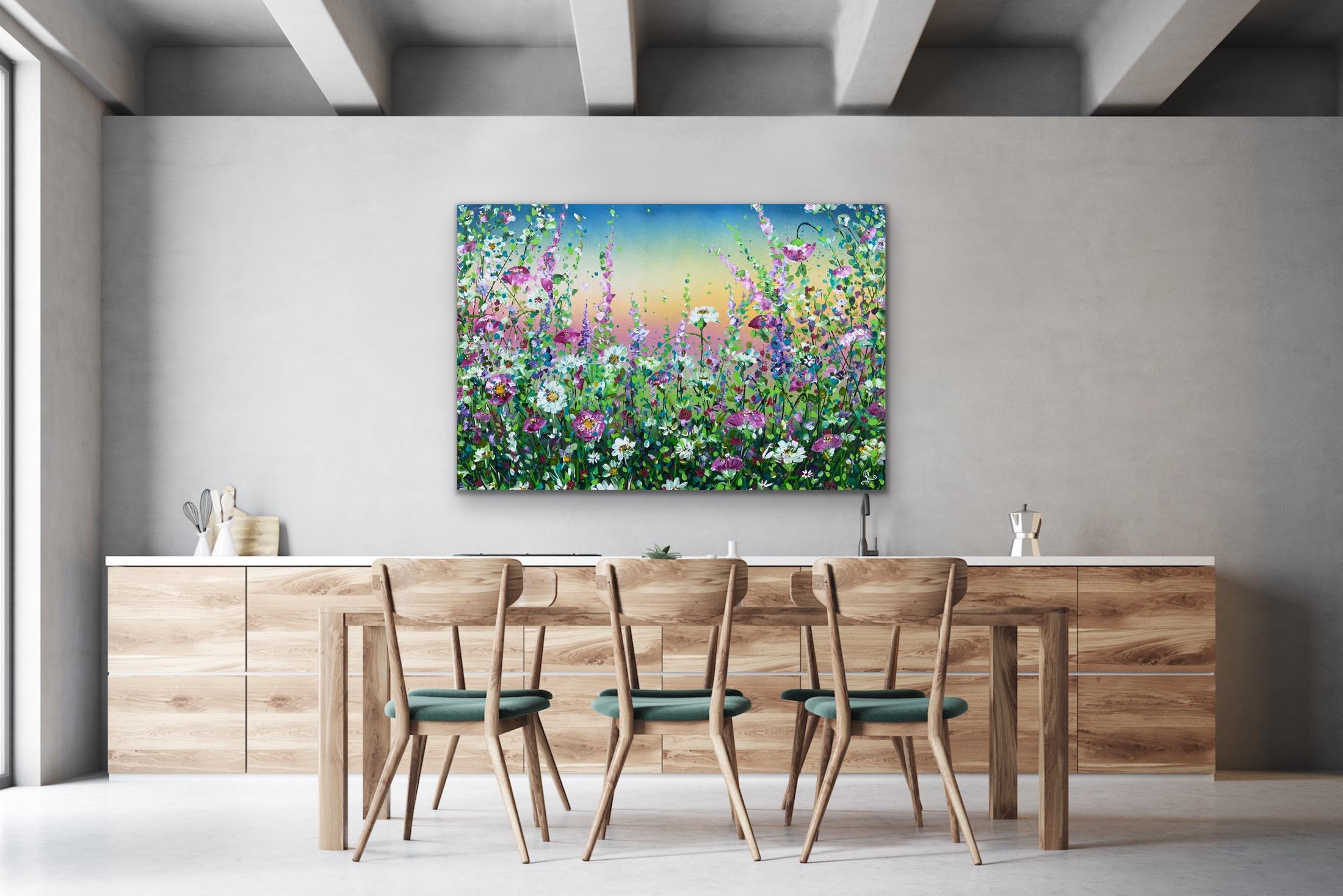 Wild Poppies  at Sunset, Original painting, Floral, Meadow, Landscape painting For Sale 5