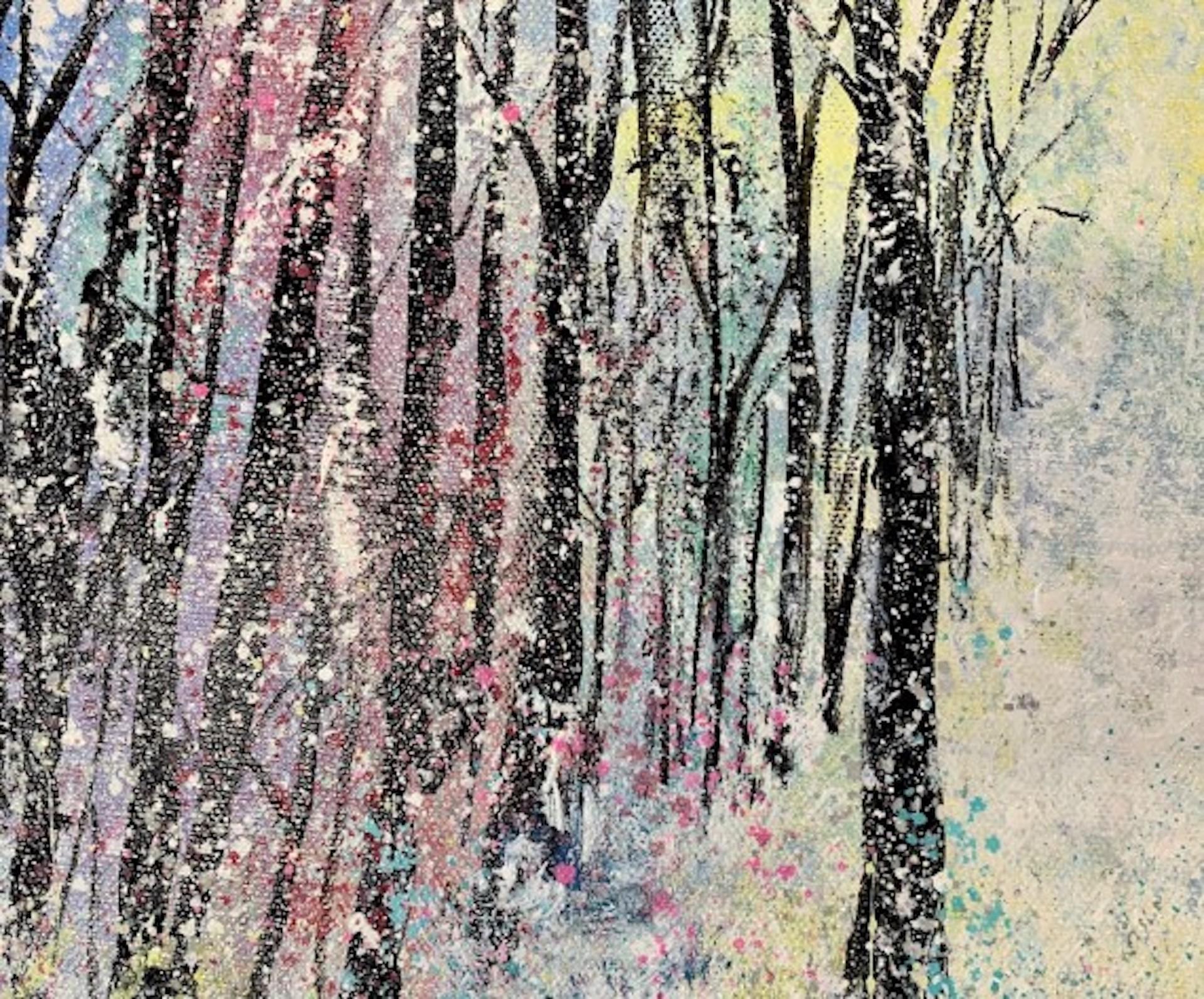 Winter Woodland, Jan Rogers, Pittura originale di paesaggio, Arte della foresta, Arte della natura in vendita 2