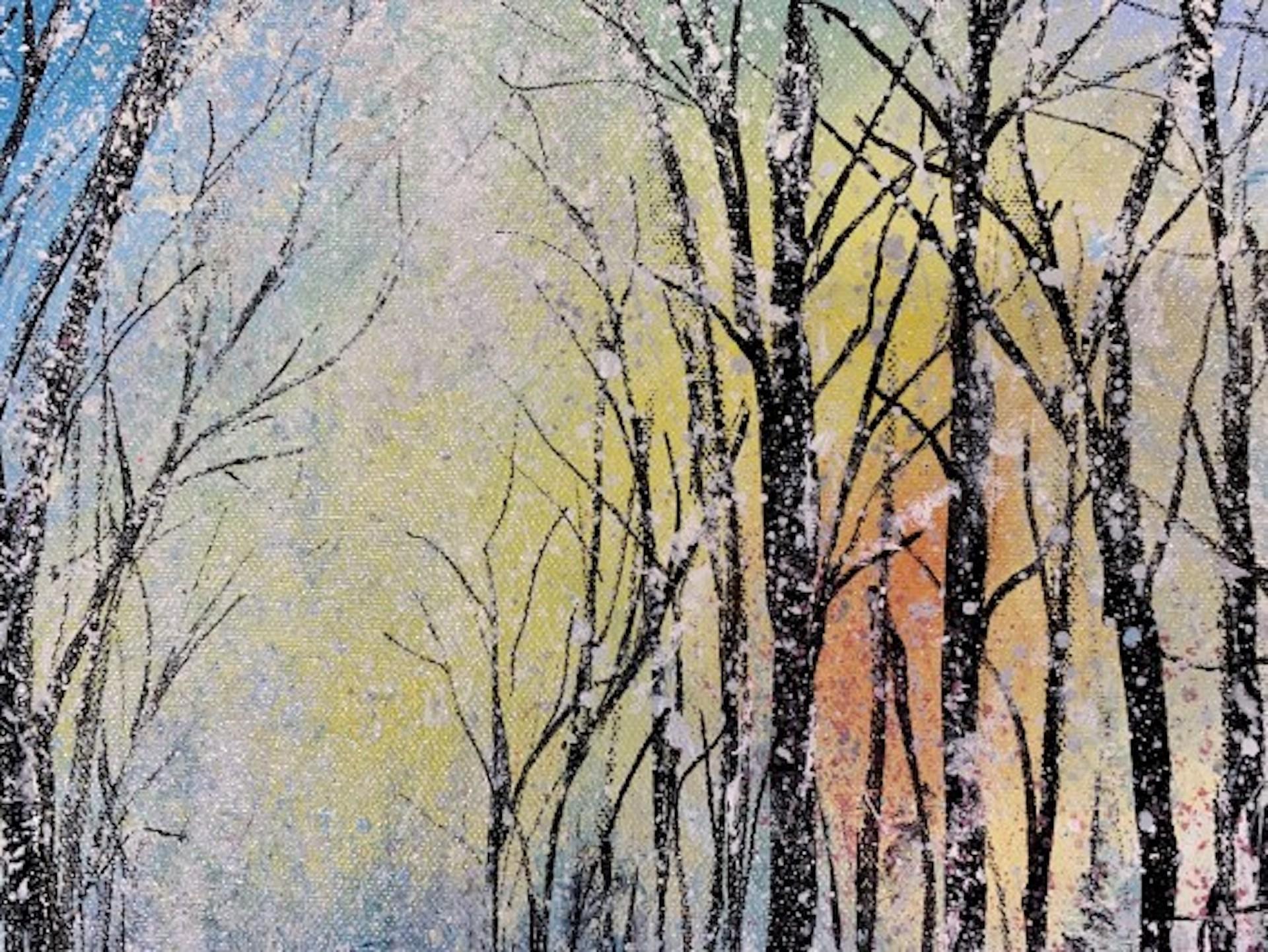 Winter Woodland, Jan Rogers, Pittura originale di paesaggio, Arte della foresta, Arte della natura in vendita 3