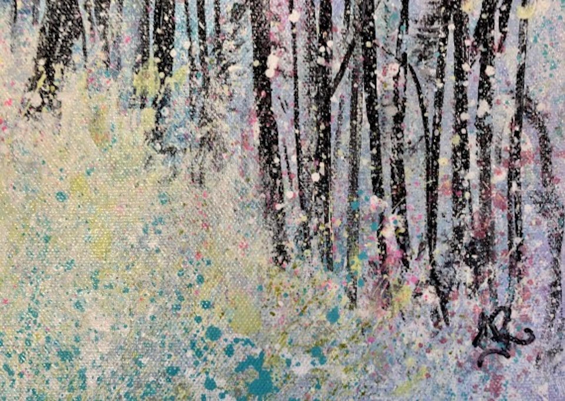 Winter Woodland, Jan Rogers, Pittura originale di paesaggio, Arte della foresta, Arte della natura in vendita 4