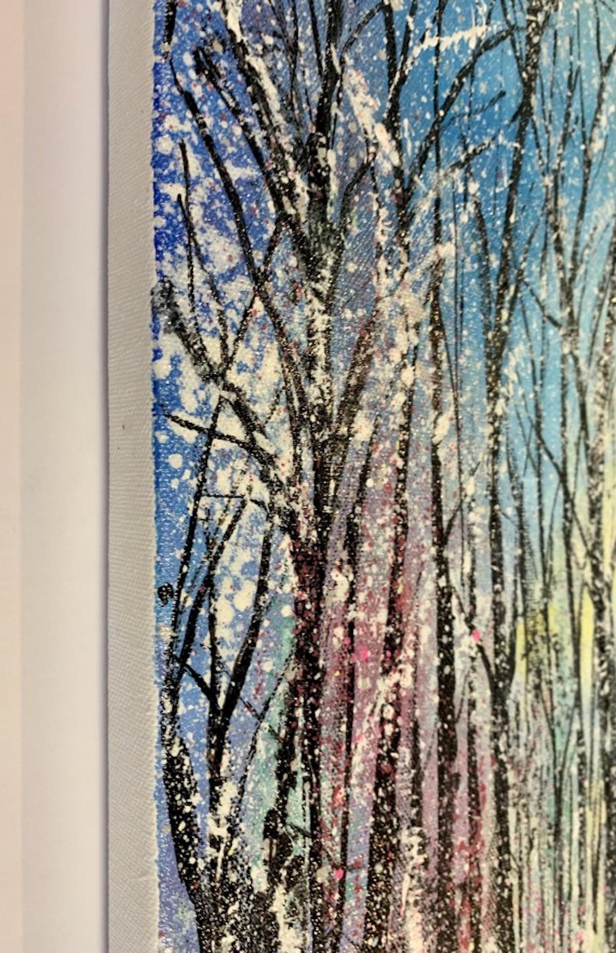 Winter Woodland, Jan Rogers, Pittura originale di paesaggio, Arte della foresta, Arte della natura in vendita 5