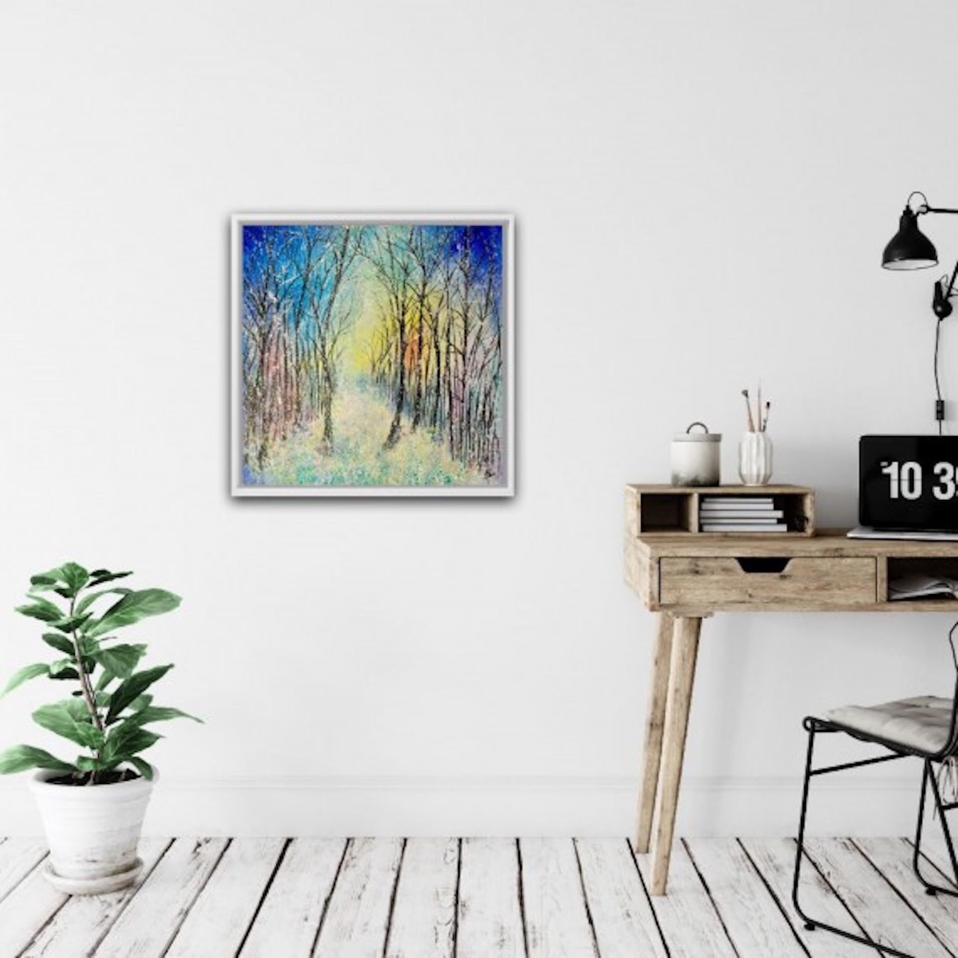 Winter Woodland, Jan Rogers, Pittura originale di paesaggio, Arte della foresta, Arte della natura in vendita 6